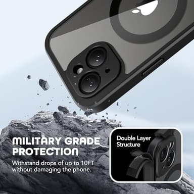 TIESZEN for iPhone 15 Plus Case, Compatible with MagSafe, Built-in Privacy Screen Protector and Camera Protection, Anti Spy Full Body Dustproof Shockproof Hard Phone Case 6.7", Black - Image 6