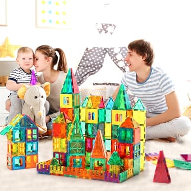 FNJO Magnetic Tiles, 110PCS Magnet Building Set, Magnetic Building Blocks,Construction STEM Learning and Playing Toys for Kids, Montessori Toy for Preschool Boys Girls Toddlers Classroom Must-Haves - Image 8