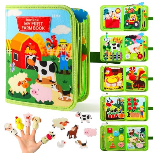 hovikoki Farm Busy Book for Toddlers 1-3 Busybook Montessori Activity Quiet Books for Baby 1 2 Year Old - Image 1