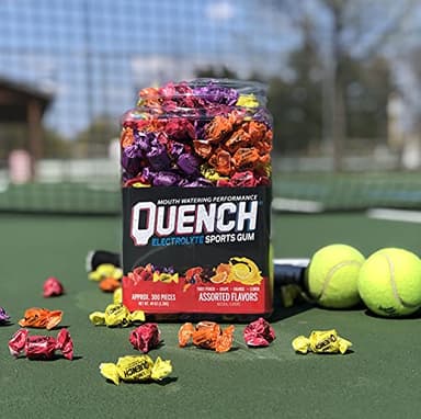 Quench Gum Variety Tub, Electrolytes Chewing Gum for Athletes and Sports Trainers, New Assorted Fruity Flavors, 300 Pieces - Image 6
