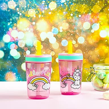 Zak Designs 15oz Hello Kitty Kelso Tumbler Set, Leak-Proof Screw-On Lid with Straw Made of Durable Plastic and Silicone, Perfect Bundle for Kids, 2 Count (Pack of 1) - Image 3