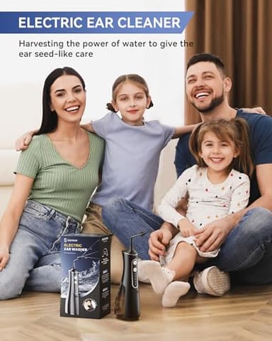 Electric Ear Wax Removal Kit, Ear Wax Cleaner with 4 Water Pressure Modes, Ear Cleaning Kit Safer and More Effective Ear Irrigation Flushing System, Earwax Removal Tool with 4 Nozzles (Silver-Black) - Image 7