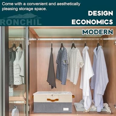 RONCHIL Shoe Organizer for Closet, Foldable Shoe Storage Bins with Clear Cover, Space Saving Shoes Holder with 4 Handles, Large Adjustable Shoe Box Storage Containers, Fits 12-24 Pairs, 2 Pack, Beige - Image 6