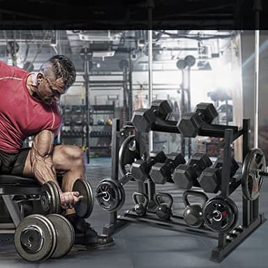 Dumbbell Rack, Bongkim Dumbbell Set with Rack Stand, Dumbbells Weights Rack for Home Gym, Weight Rack for Dumbbells, Kettlebells, and Weight Plates 1100LBS - Image 6