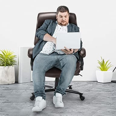 Big and Tall Office Chair 400lbs-Heavy Duty Executive Desk Chair, High Back Ergonomic Leather Computer Chair with Tilt Rock&Tension, Padded Armrests-Brown - Image 2