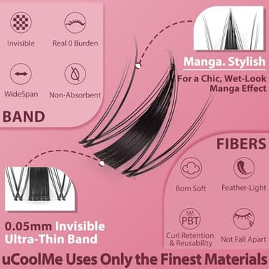 Fairy Lash Clusters 8-18mm Manga Eyelash Clusters C Curl - WideSpan DIY Eyelash Extensions Wet-Look Spiky Anime Lashes Individual Fake Eyelashes Clusters with 0.05mm Ultra-Thin Invisible Lash Band - Image 3
