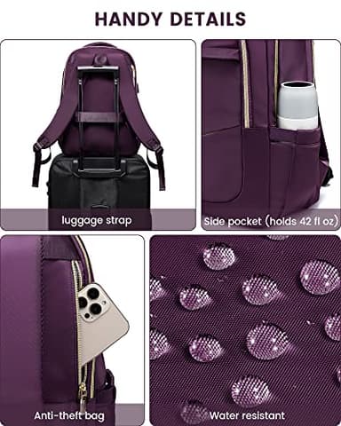 LOVEVOOK Laptop Backpack for Women, 17 Inch Slim Computer Bag with Separate Computer Compartment for Work Travel Business - Image 7