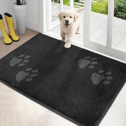 PURRUGS Dirt Trapping Door Mat 32" x 47", Non-Skid/Slip Machine Washable Microfiber Entrance Rug, Shoes Scraper, Dog Doormat, Super Absorbent Floor Mat for Muddy Wet Shoes and Paws, Charcoal - Image 1