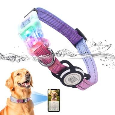 LED Smart QR Code Dog Collar - Lost at Night Collar Showing Details of Owner and pet - Durable, Adjustable, Soft - Rose red Suitable for Small, Medium and Large Dogs - Image 1