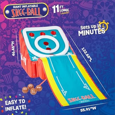 Flybar FunPark Giant Inflatable Skee-Ball Game – 11 Ft Long w/ 4 Balls & Electric Air Pump – Indoor & Outdoor Arcade Toy for Kids, Adults & Family – Fun Party Play for Home, Backyard, Events - Image 5