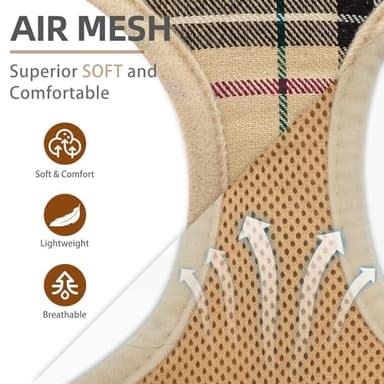 Pupteck Soft Mesh Dog Harness Sized and Leash Set Pet Puppy Cat Comfort Padded Vest No Pull Harnesses, Beige, Medium - Image 2