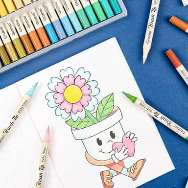 Grabie 72 Colors Acrylic Paint Markers, Soft Brush Tip Acrylic Markers Set, Paint Pens for Wood, Fabric, Canvas, Glass, Stone, Canvas, Rock Painting and DIY Crafts Art Supplies, Set of 36 - Image 3