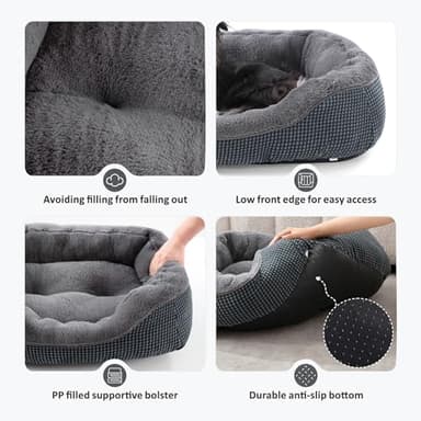 INVENHO Dog Bed Medium Size, Orthopedic Warming Soft Calming Sleeping Puppy Bed Durable Pet Bed with Anti-Slip Bottom M(30"x24"x9") - Image 3