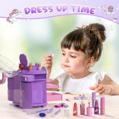 PERRYHOME Kids Makeup Set for Girls, 63 Pcs Washable Non-Toxic Real Cosmetic Toddler Makeup Kit, Unicorn Princess Play Makeup Toys Birthday Gifts, Dress up Time Girl Toys for 3 4 5 6 7 8 9 10 11 12 - Image 7