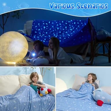 LUXEAR Cooling Blanket, Glow in the Dark Blanket Star Cosmic Cool Blanket for Boys Girls Gift Cooling Throw Blanket Keep Child/Adults Cool All Night Soft Breathable Summer Blanket for Bed Sofa 59x79in - Image 5
