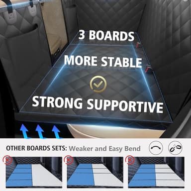 Back Seat Extender for Dogs, Dog Car Seat Cover for Back Seat Supports 420lbs, Hard Bottom Backseat Extender for Dogs, Waterproof Dog Hammock for Car, SUV, Truck Black - Image 4