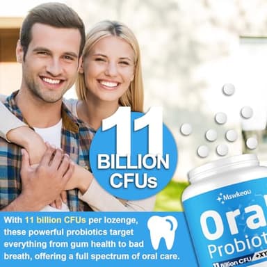 Oral Probiotics for Mouth Bad Breath for Adults 11 Billion CFU, Best Breath Oral Dental Probiotics for Teeth & Gums, Dry Mouth, Gum Restore, Fresh Breath, Chronic Halitosis & Gut Health, 60 Lozenges - Image 4