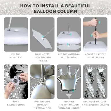 Balloon Arch Stand, Balloon Stand Set of 4, 7 Feet Height Adjustable Metal Balloon Column Stand for Party Decorations Wedding Birthday, Graduation Party Decoration, Baby Shower - Image 6