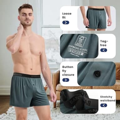 BAMBOO COOL Men's Boxer Shorts Underwear Soft Comfortable Breathable Classic Casual Loose Stretch Knit Short (3 Pack), X-Large - Image 4