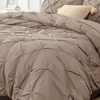 Bedsure Full Size Comforter Sets - Bedding Sets Full 7 Pieces, Pintuck Bed in a Bag Khaki Bed Set with Comforter, Sheets, Pillowcases & Shams - Image 9