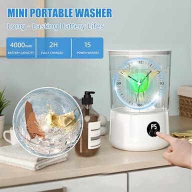 Drtenvd Portable Mini Washing Machine, 2L Underwear Washer 4000mAh Compact Deep Cleans Underwear, Baby Clothes, Lightweight Washing Machine for Apartment, Dorm, Hotel, Travel, Camping - Image 5