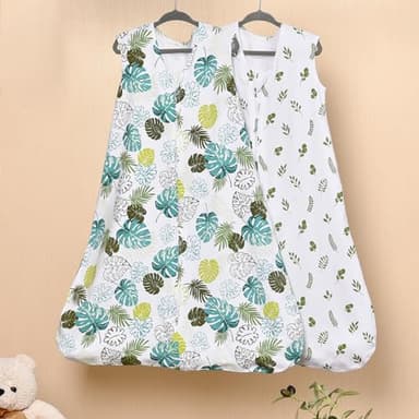 david's kids 100% Cotton Baby Sleep Sack 6-12 Months, Soft Baby Wearable Blankets with 2-Way Zipper, 2 Pack Comfy Sleeping Bags for Infant Newborn Boys Girls Neutral, Medium Size, Leaf - Image 3