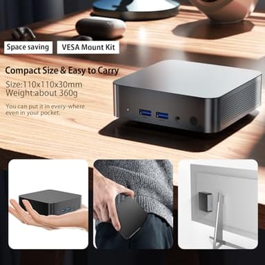 chatreey Mini PC N150 16GB RAM 512GB SSD (4C/4T Upto 3.6GHz, Upgraded N100) 13th Twin Lake N150, 2X Full Function Type-c Tiny Computer with 4K Triple Display/Wi-Fi 5/BT 4.2/Win 11 Pro/USB 3.2 - Image 6