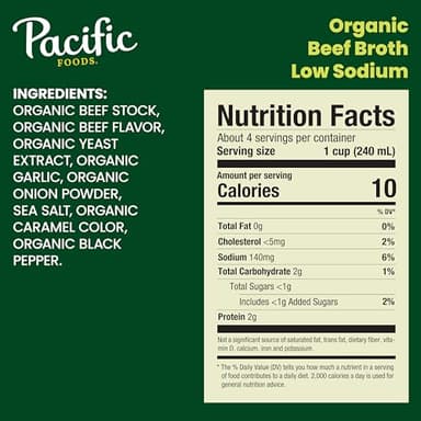 Pacific Foods Low Sodium Organic Beef Broth, 32 oz Carton (12 Pack) - Image 2