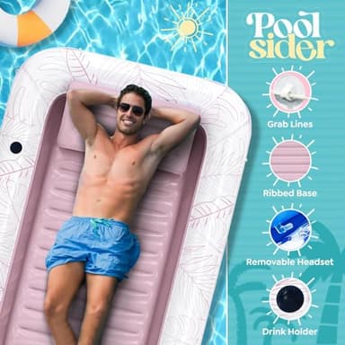Premium Inflatable Tanning Pool Lounger | XL Inflatable Tanning Bed for Adults - 4 in 1 Multipurpose Suntan Tub | Pool Floats Adults, Inflatable Pool Float | Tanning Float - Sunbathing Pool Raft - Image 5