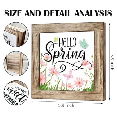 Spring Decor, Wooden Box Signs for Home Decor, Hello Spring Sign, Welcome Sign, Rustic Front Door Decor, Wall Decor Art, Spring Welcome Sign, Wood Door Hanger, Farmhouse Home Hanging Decor - Image 2