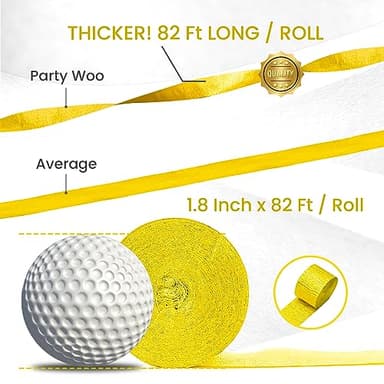 PartyWoo Yellow Crepe Paper Streamers 6pcs 492ft Pack of Yellow Crepe Paper Streamers for Easter Baby Shower Engagement Wedding Sunflower Graduation Bee Summer Luau Theme Birthday Party Decorations - Image 3