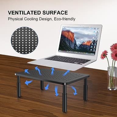 Bracwiser Monitor Stand Riser, Metal Computer Stand, 3 Height Adjustable Screen Riser with Mesh Platform for PS4, Laptop, Printer, Notebook and All Flat Screen, Holds Up to 20KG - Image 4