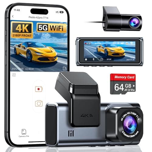 Navycrest 4K+2.5K WiFi Dash Cam Front and Rear, Built-in 5G WiFi, Free 64GB Card, Dash Camera for Cars, Dual Dashcam, G-Sensor, 24/7 Parking Mode, 3'' IPS Screen, Loop Recording, WDR Silver - Image 1