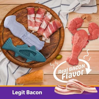 Kimee Dog Toys for Aggressive Chewers, 3 Pack Indestructible Dog Chew Toys, Super Chewer Toys with Tough Nylon Bacon Flavor for All Breed Sizes, Teeth Cleaning & Training, Boredom Relief - Image 3