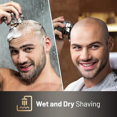 Head Shaver for Bald Men, Wyklaus Waterproof Hypoallergenic Head & Face Shaver, Wet/Dry Shaving, Type-C Fast Charging, LED Display, Rechargeable Razor for Men & Women, Ideal Gift - Image 6