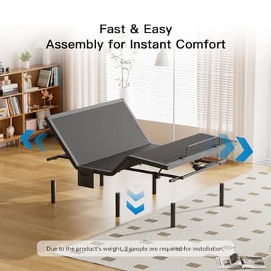 Pipishell Twin XL Adjustable Bed Frame, Electric Bed Base with Head & Foot Incline, USB-A & USB-C Ports, LED Under-Bed Lighting, 4 Leg Height Options, and Easy 3-Step Assembly - Image 3