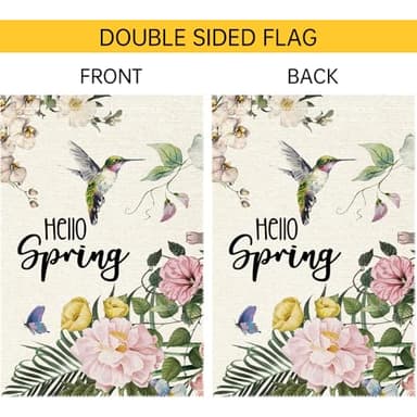 Wonderful spring Hummingbird Garden Flag 12x18 Inch Burlap Double Sided Seasonal Colorful Floral Outdoor Home Yard Lawn Rustic Farmhouse Flags Decorations - Image 6