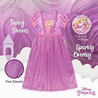 Disney Girls' Princess Fantasy Gown Nightgown, Rapunzel Shines 3, 2T - Image 7