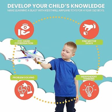 Kidsthrill Airplane Toy with Bump & Go, Flashing Lights & Sounds - For Boys & Girls Age 3-12 - Image 4
