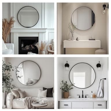 Oruii Round Mirror, Black Round Mirror 24 inch, Circle Wall Mirrors Metal Frame, Circular Mirrors for Wall, Living Room, Bathroom, Vanity, Entryway, Hallway. - Image 6