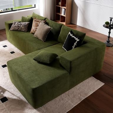 ovios 104" Cloud Sectional Couch with L-Shape Chaise,Modern Modular Sofa with Deep Seat, Upholstered Couches for Living Room Bedroom,No Assembly Required, Green (Cloud Velvet) - Image 7