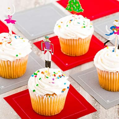 Top Cake Christmas Cupcake Toppers, 24 Nutcracker Holiday Cupcake Toppers - Assorted, Includes Christmas Tree, Ballerina, Nutcracker, And Rat King, Paper Xmas Cupcake Toppers - Restaurantware - Image 3