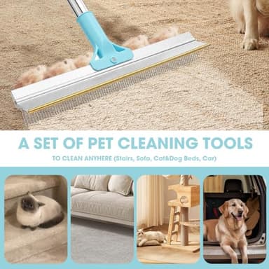Transni Carpet Rake for Pet Hair Removal, 67'' Adjustable Handle Carpet Rake Cat Dog Hair Remover, Reusable Long Handle Pet Hair Removal Tool, Removal Broom for Rugs, Mats, Couch, Furniture - Image 6