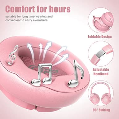 BERIBES Bluetooth Headphones Over Ear, 65H Playtime and 6 EQ Music Modes Wireless Headphone with Microphone, HiFi Stereo Foldable Lightweight Headsets, Deep Bass for Office Home Cellphone PC Ect. - Image 4