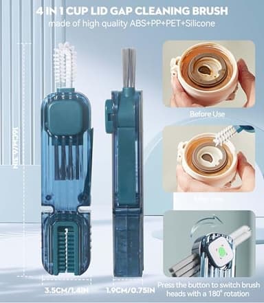 VIDONIO 4 in 1 Bottle Gap Cleaning Brush - 2 PCS Multifunctional Cup Lid Cleaning Tools, Mutipurpose Tiny Silicone Cup Holder Cleaner Nipple Cleaning Brush, Home Kitchen Cleaning Tools - Image 2