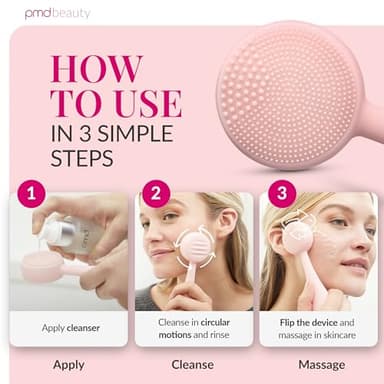 PMD Beauty: Electric Facial Cleansing Brush - Smart Facial Device with Silicone Brush & Anti-Aging Massager, Blush - Image 6