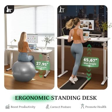 SIAGO Electric Standing Desk Adjustable - 55 x 24 Inch Sit Stand up Desk with Cable Management - 3 Memory Preset Adjustable Height Table - Image 3