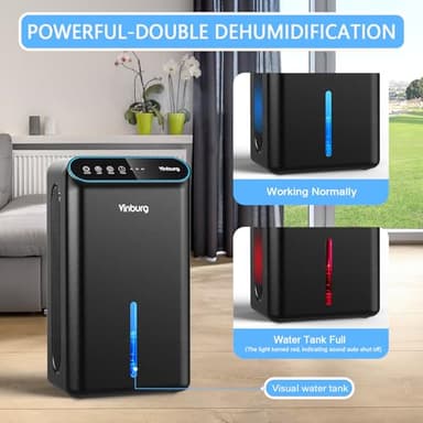 Dehumidifier for Home, Dehumidifier for Basement with 85 OZ Big Water Tank, (800 sq.ft.) Small Dehumidifier with Drain Hose for Bedroom Bathroom with Auto Shut Off, Timer, 7 Colors LED (Black) - Image 5