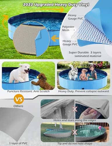 Jasonwell Foldable Dog Pool Collapsible Hard Plastic Dog Swimming Pool Portable Kiddie Pool Pet Pool Doggie Wading Pool Bath Tub for Puppy Small Medium Large Dogs Cats and Kids 97" - Image 4