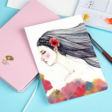 Paul Rubens Watercolor Journal, 100% Cotton 140 lb (300 GSM) Hot Pressed Watercolor Paper, 20 Sheets Sized 7.6’’ x 5.3’’ Travel Art Journal for Beginners and Experienced Painters (Pink) - Image 7